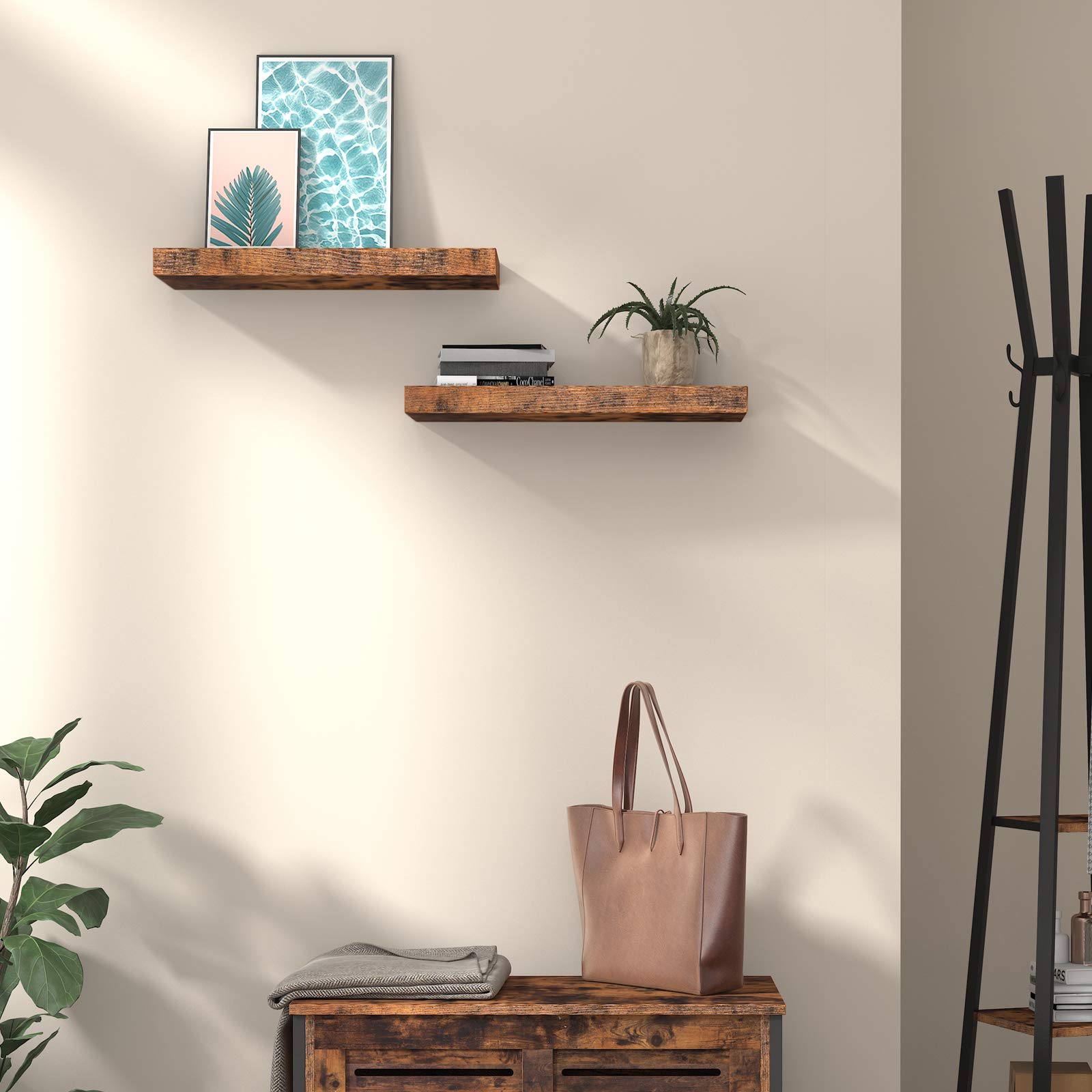EBF40BJ01 Wall Shelf, Floating Shelf, Set of 2, Sturdy Wall Boards, 40 x 20 x 3.8 cm