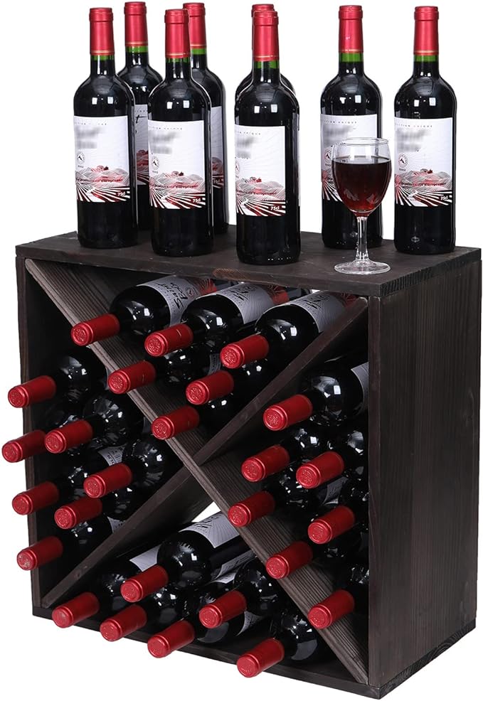 Wine Racks countertop Solid Wood Stackable Storage Rustic Retro Cube