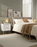 White Night Stand Set 2, Wide Fluted Nightstand