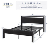 Full Size Platform Bed Frame with Wooden Headboard and Footboard, Heavy Duty 12