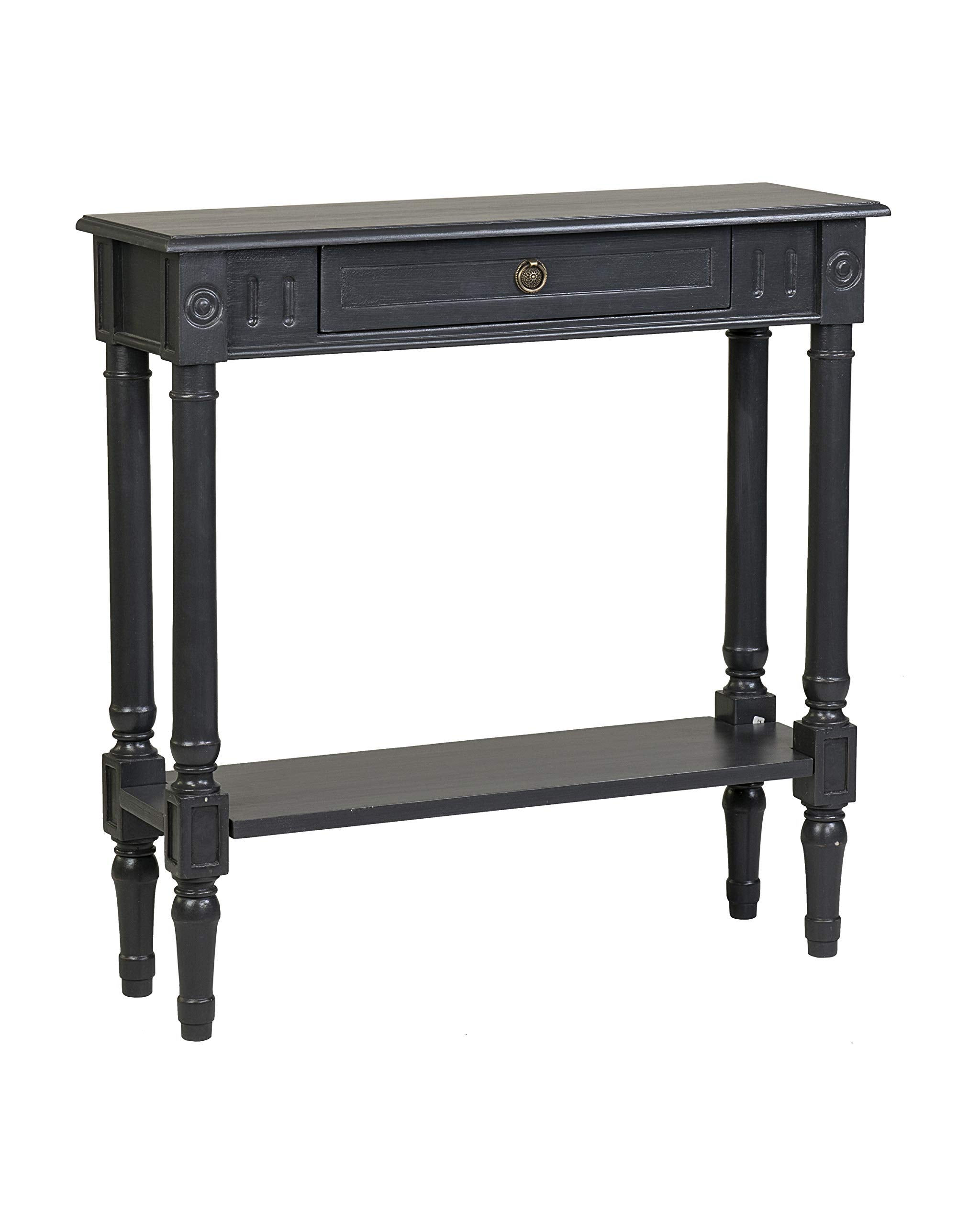 Marisol Black Console Table - 31.4" Slim Entryway Table with Drawer & Shelf