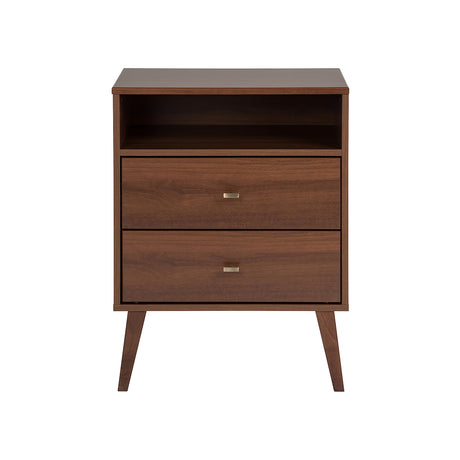 Milo 2-drawer Tall Nightstand with Open Shelf, Cherry