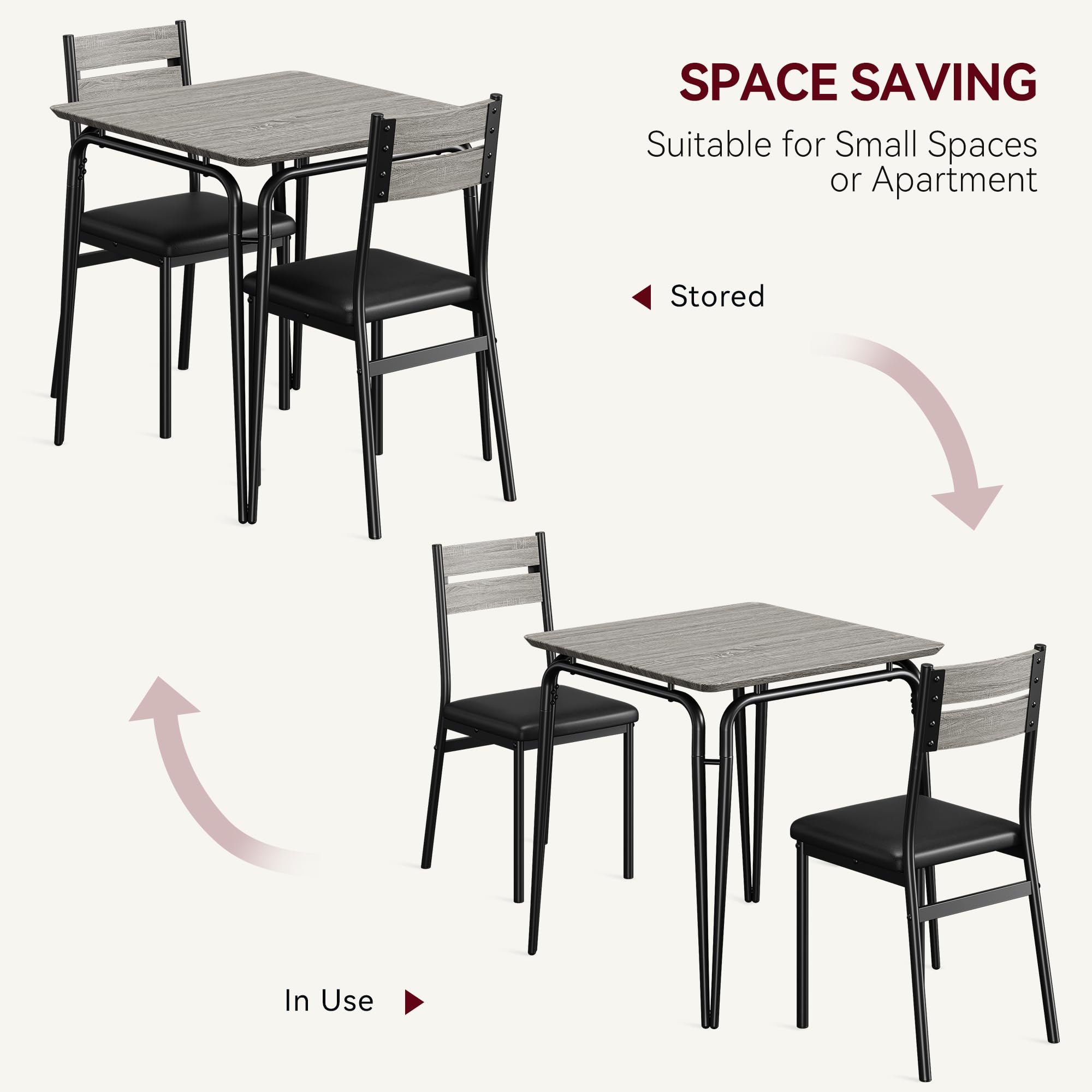 3-Piece Dining Table Set for Small Spaces