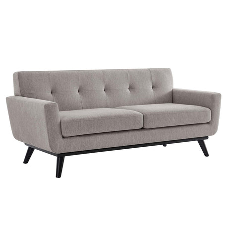 Engage Herringbone Fabric Loveseat, Light Gray