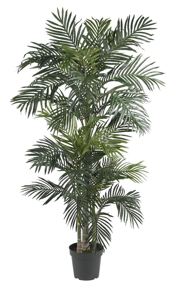 6.5FT Artificial Golden Cane Palm Tree, Fake Palm Tree with Three Realistic
