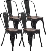 Metal Dining Chairs Set of 4 Indoor Outdoor Chairs Patio Chairs