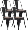 Metal Dining Chairs Set of 4 Indoor Outdoor Chairs Patio Chairs