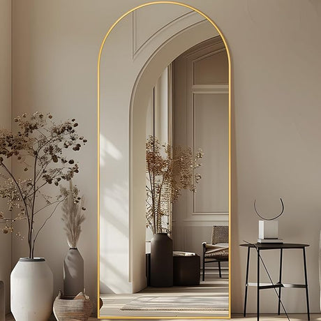 Full Length Mirror, 44"x72" Arched Full Body Oversized Floor Mirror, Free Standing Leaning Mirror