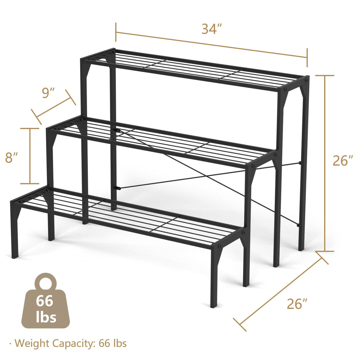 Giantex 3 Tiers Metal Plant Stand, Ladder Flower Pots Holders, 3 Tiers Step Plant Display Rack, Heavy Duty Utility Storage Organizer Rack for Home Garden Patio Balcony, Stair Style Plant Stand