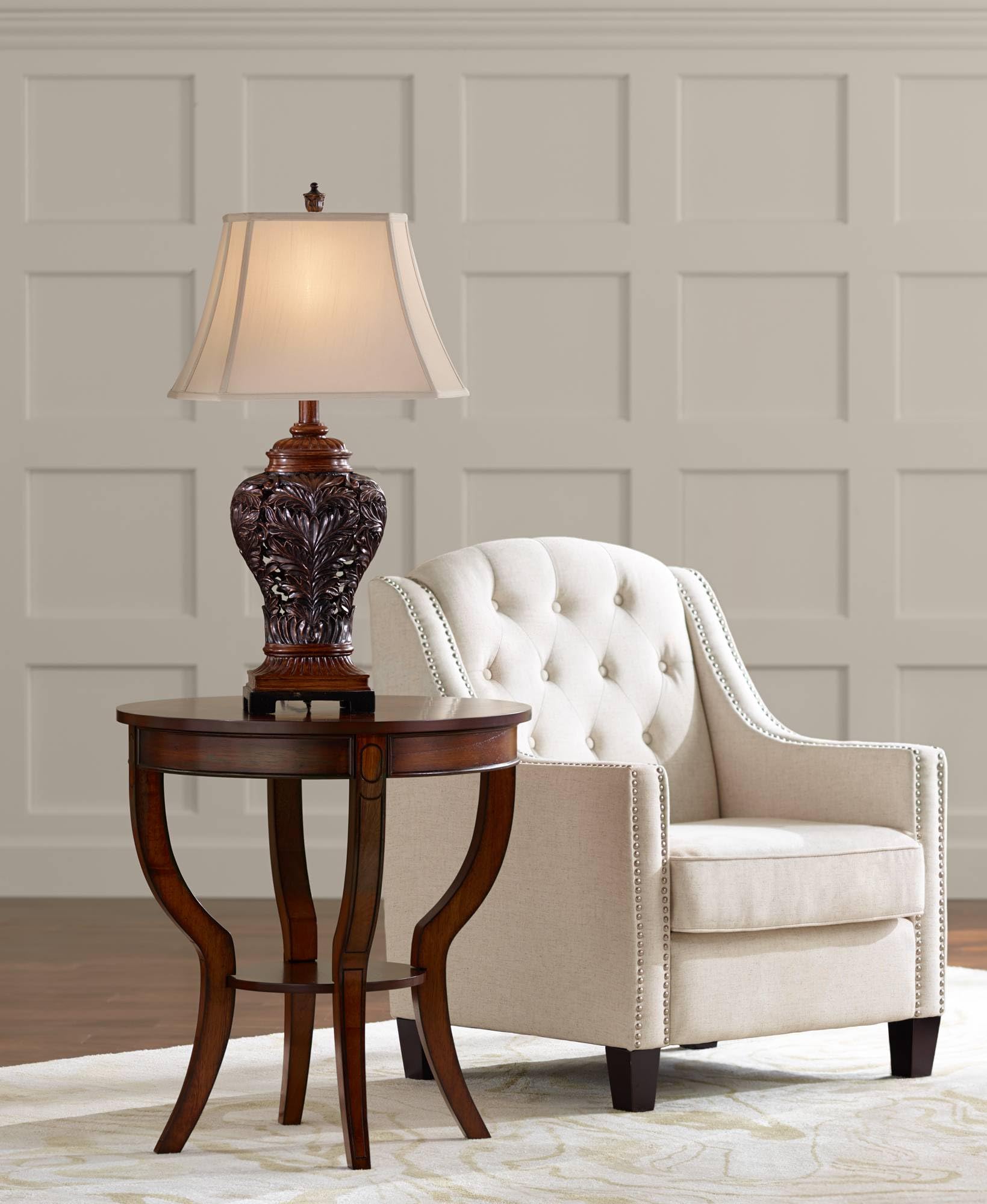 Leafwork Traditional 3-Way Table Lamp 32.5" with USB Charging Port