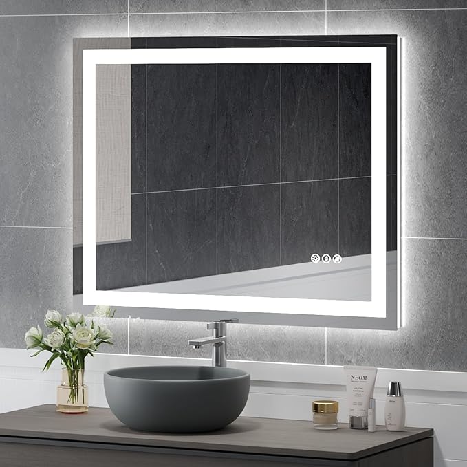 48x36 Inch Modern LED Bathroom Mirror - Smart Backlit Vanity Mirror with Anti-Fog