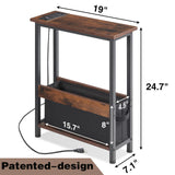 Slim Charging End Table with Storage - For Small Spaces and Bedroom