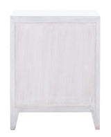 Thea 1 Door Carved Nightstand, White Washed