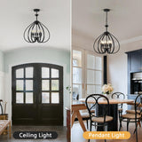 6-Light Black Farmhouse Chandelier - 19.6 Inch Industrial Pendant Light