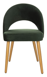 Giani Retro Malachite Green Velvet and Gold Dining Chair, Set of 2