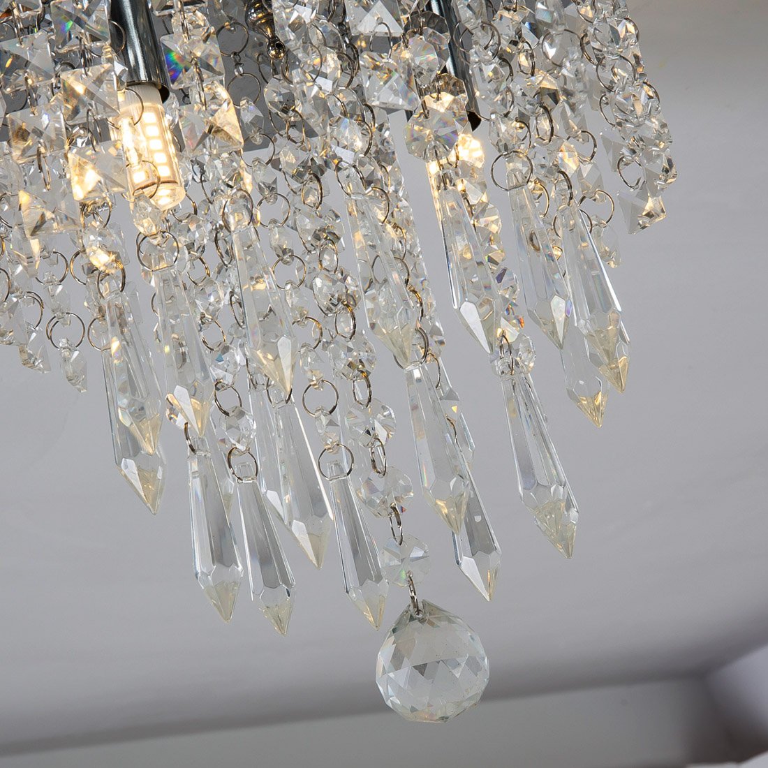 Mini Chandelier, Crystal Chandelier Lighting, 2 Lights, Flush Mount Ceiling Light