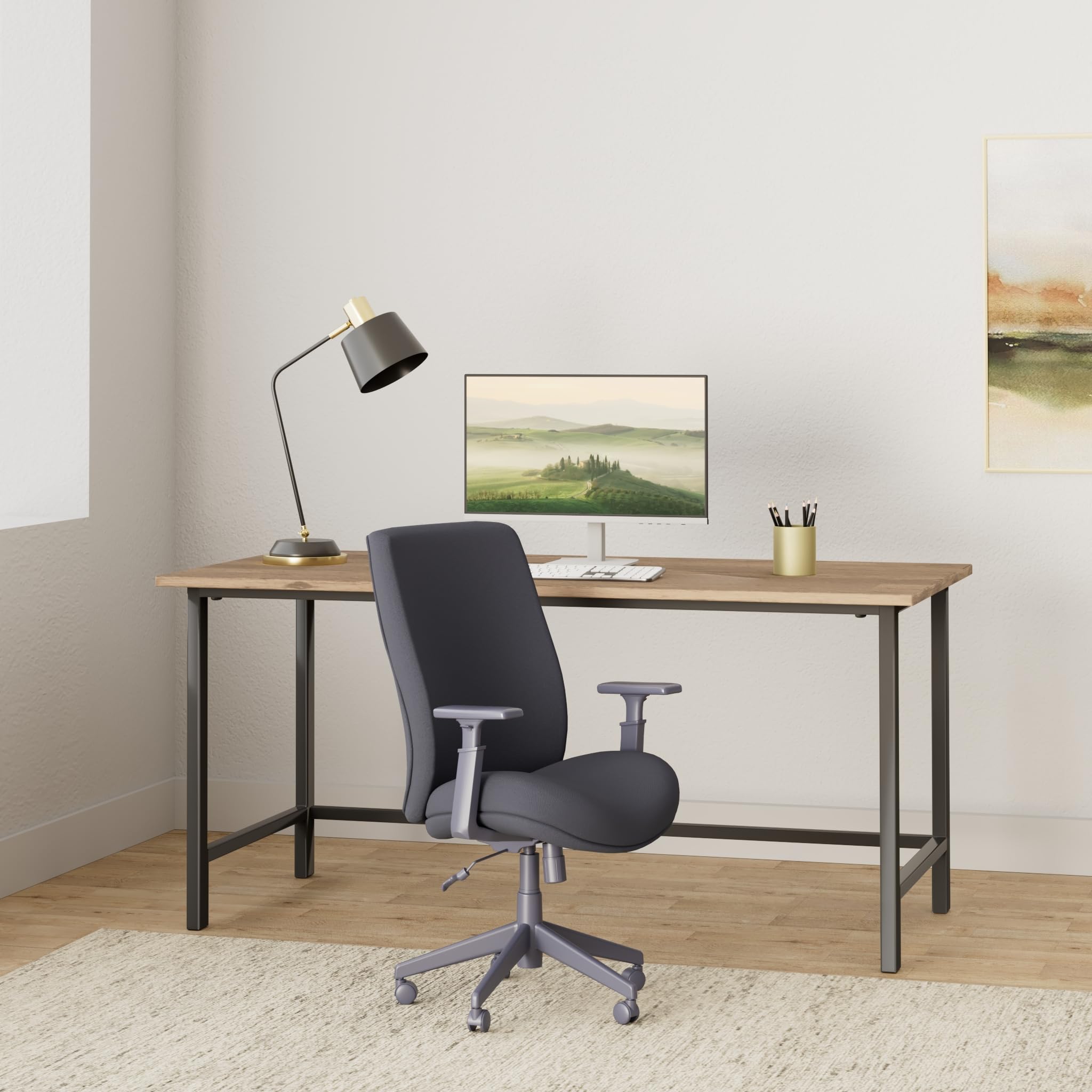 Baldwyn Series Mid Back Task Chair, Supports 275 lbs., Black Seat/Back/Base