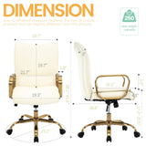Modern Upholstered Mid-Back Office Chair with Wheels