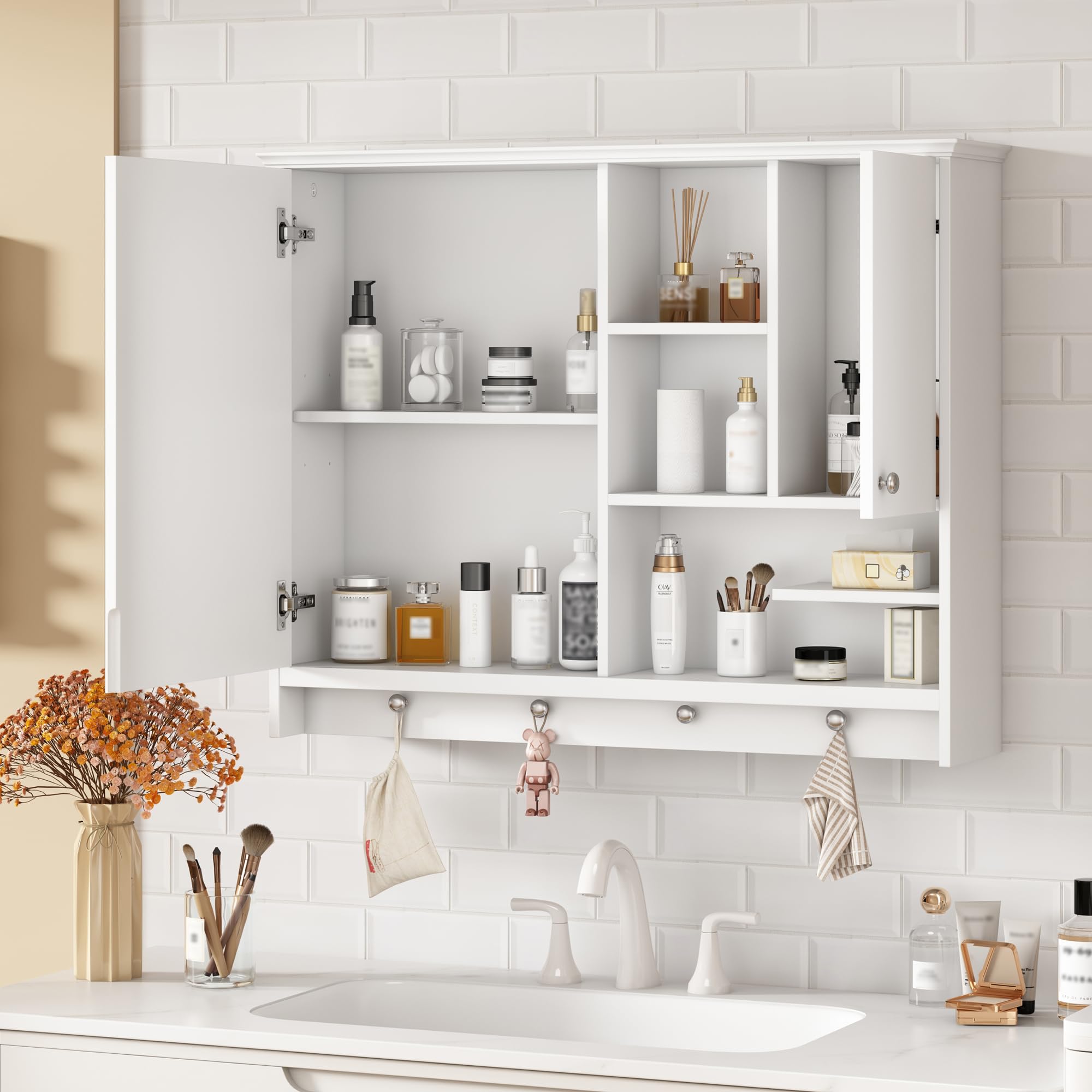 30 36 Inch Wall Mounted Medicine Cabinet, Bathroom Storage Cabinet