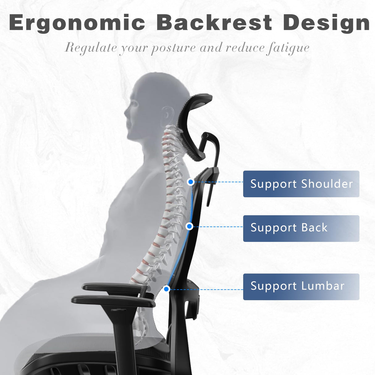 resiova Office Chair Ergonomic Computer Chair,High Back Mesh Chairs,Computer Chair with Lumbar Support and Retractable Armrests,Swivel Mesh Office Chair for Home Office and Study,Grey