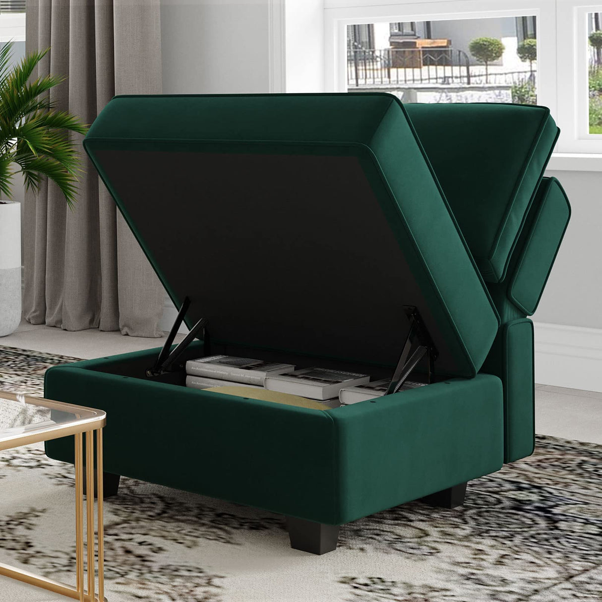 Belffin Modular Sectional Sofa Couch with Reversible Chaise - Velvet L Shaped Couch with Storage, 4-seat Convertible Green.…
