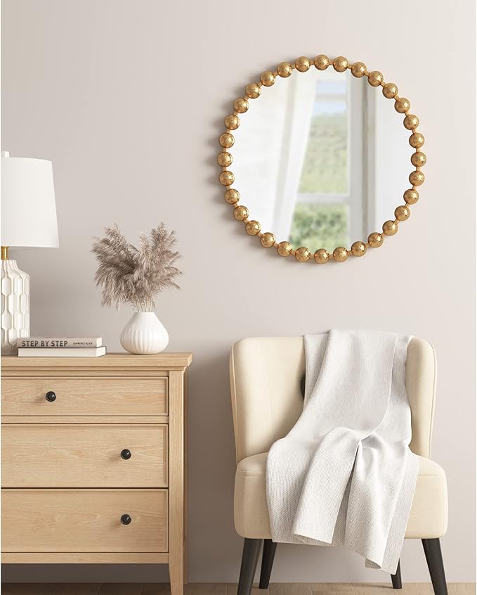 PARK SIGNATURE Wall Décor Marlowe Metal Spherical Frame Round Mirror for Living Room