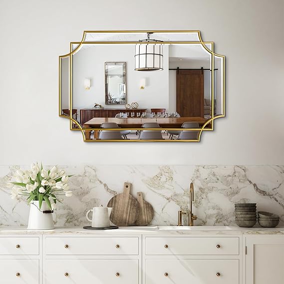 Gold Full Length Mirror 59x30 - Rectangle Beveled Wall Mirror