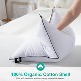 APSMILE Medium Firm Feathers Down/Poly Pillow Standard Size Pack of 1, Luxury Feather Pillow for Sleeping, 100% Organic Cotton Cover Hotel Collection Bed Pillows (White, 20"x26")