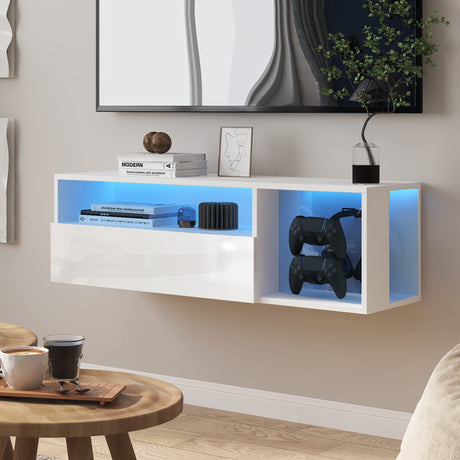 39.3'' Floating Wall TV Cabinet Stand with LED Lights