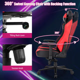 360° Swivel Gaming Chair with 4D Armrest & Multi-Angle Reclining - Red
