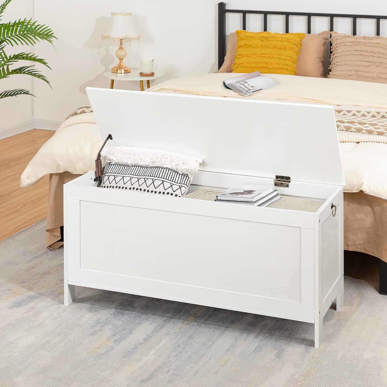 Storage Chest, Retro Toy Storage Organizer with Safety Hinge, Sturdy Entryway Storage