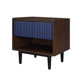 Duane Modern Ribbed Nightstand Set of 2, Bedside Table with Full Extension Drawer and Open Shelf