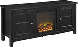 Rustic Wood and Glass Fireplace TV Stand for TV's up to 64" Flat Screen Living Room