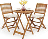 3 PCS Patio Folding Bistro Set, Outdoor Acacia Wood Chair