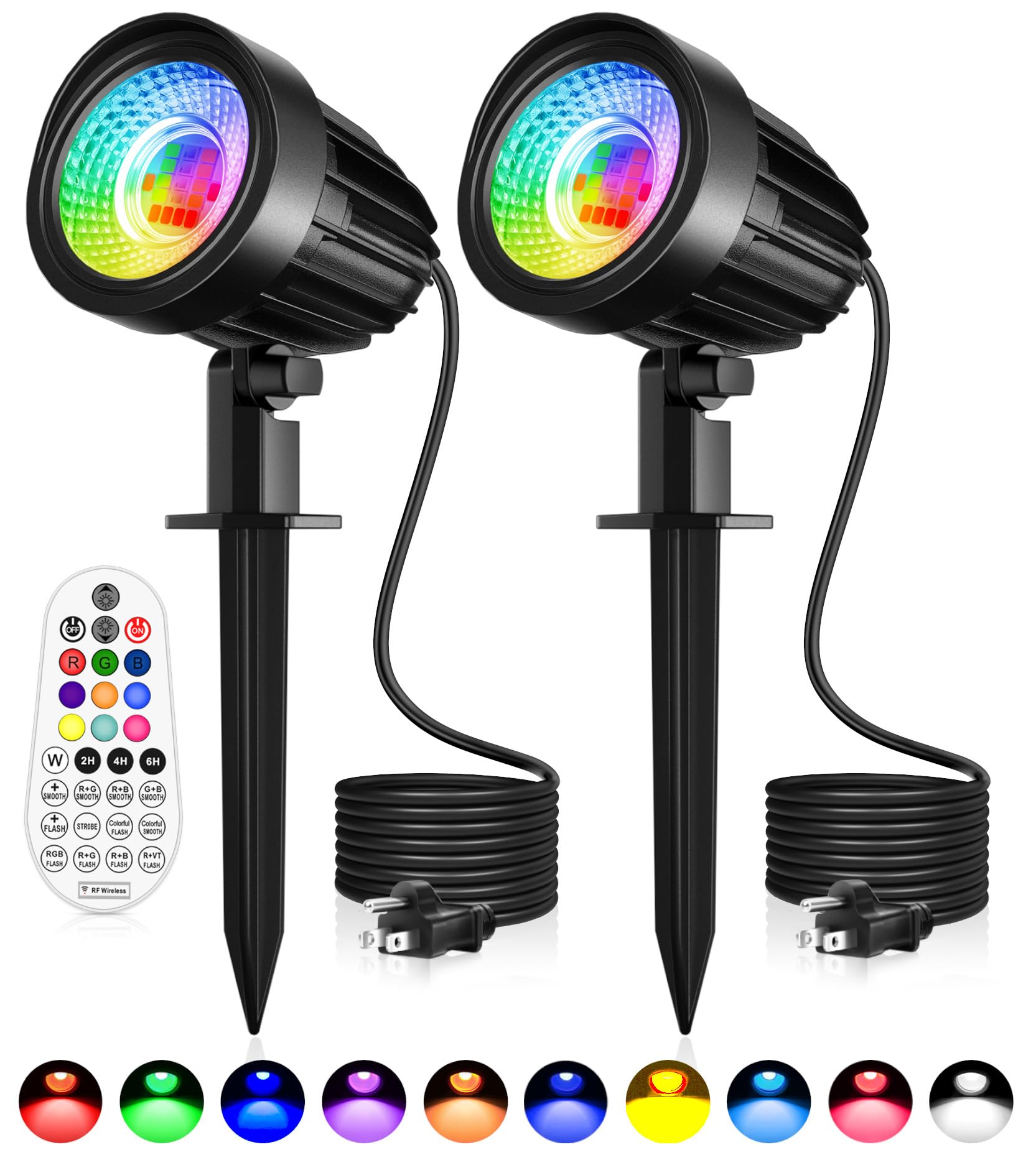 Landscape Lighting, LED Color Changing Landscape Lights 120V with Remote Control,