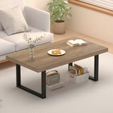 Farmhouse Coffee Table, Modern Simple Wood Coffee Table for Living Room