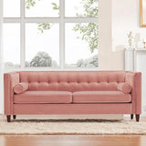 78'' W Velvet Sofa, Mid-Century Love Seats Sofa Furniture with Bolster Pillows, Button Tufted Couch for Living Room, Tool-Free Assembly (Sofa, Ginger)