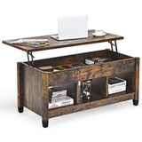 Wood Lift Top Modern Coffee Table w/Hidden Compartment and Open Storage Shelf