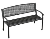 Outdoor Bench, 50 inches Metal Garden Bench, Cast Iron Steel Frame Patio Chairs