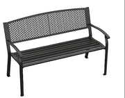 Outdoor Bench, 50 inches Metal Garden Bench, Cast Iron Steel Frame Patio Chairs