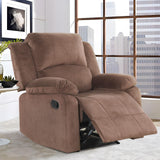 Manual Recliner Chair, Soft Fabric Overstuffed Recliner Single Sofa Recliner for Living Room, Heavy Duty and Safety Reclining Mechanism, Brown