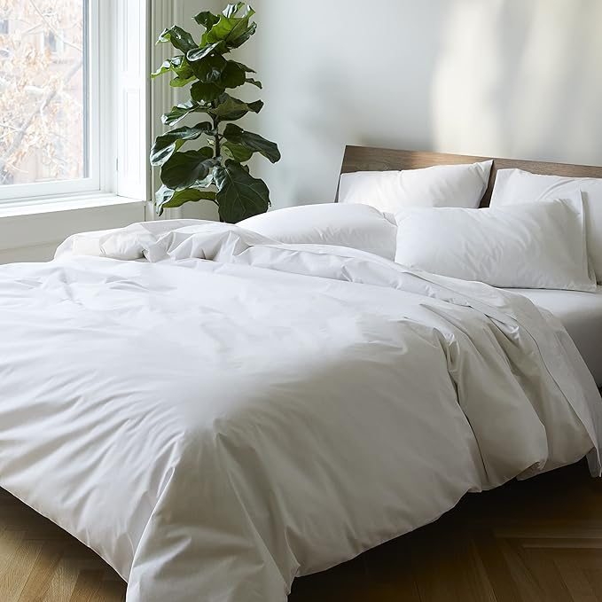 Percale Duvet Cover - 100% Cotton, Full/Queen Size in Abyss Blue