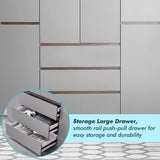 4-Door Armoire Wardrobe Closet, Wooden 3 Drawers Gray Closet Armoire Dresser