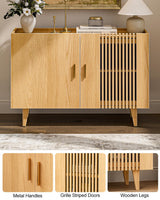 Sideboard Buffet Cabinet, Modern Storage Cabinet with Slatted Door, Kitchen Buffets