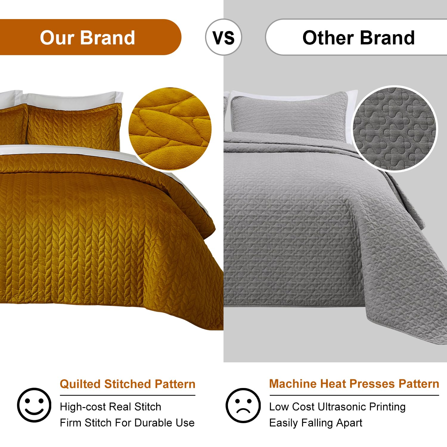 Velvet Quilt Queen Size - Ultra Soft Luxury Bedding Set