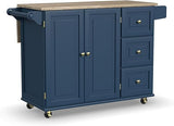 Mobile Kitchen Island Cart with Wood Drop Leaf Breakfast Bar