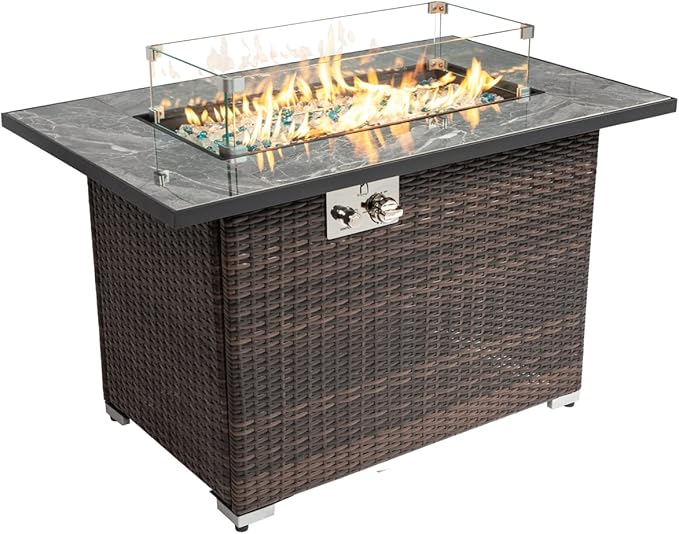 24in Outdoor Propane Gas Fire Pit Table, 40,000 BTU Auto-Ignition Gas Firepit