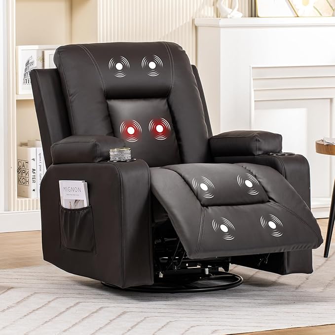 Recliner Chair, Swivel Rocker Recliners, Massage and Heat Reclining Chair