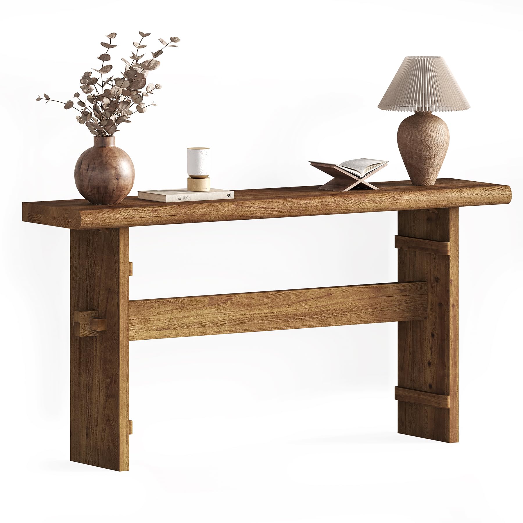 63-Inch Solid Wood Console Table - Farmhouse Entryway & Hallway Sofa Table