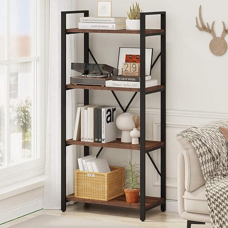 3 Tier Bookshelf, Small Rustic Book Shelf, Short Industrial Bookcase